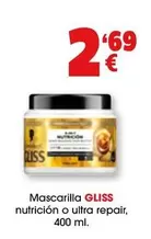 Oferta de Gliss - Mascarilla Nutricion O Ultra Repair por 2,69€ en Top Cash