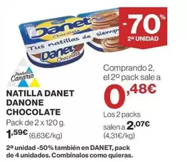 Oferta de Danone - Natilla Danet Chocolate por 1,59€ en Supercor