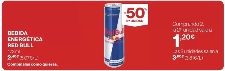 Oferta de Red Bull - Bebida Energetica por 1,2€ en Supercor