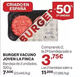 Oferta de La Finca - Burger Vacuno Joven por 7,5€ en Supercor