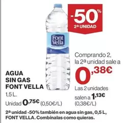 Oferta de Font Vella - Agua Sin Gas por 0,75€ en Supercor