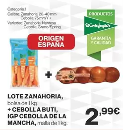 Oferta de Origen - Lote Zanahoria + Cebolla Buti IGP Cebolla De La Mancha por 2,99€ en Supercor