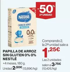 Oferta de Nestlé - Papilla De Arroz Sin Gluten 0% 0% por 2,5€ en Supercor