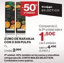 Oferta de El Corte Inglés - Zumo De Naranja Con O Sin Pulpa por 2,99€ en Supercor