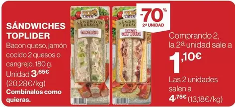 Oferta de Toplider - Sándwiches por 3,65€ en Supercor