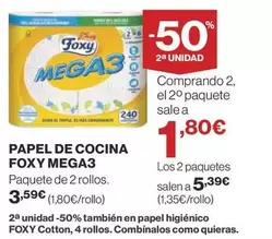 Oferta de Foxy - Papel De Cocina Mega3 por 3,59€ en Supercor