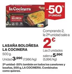 Oferta de La Cocinera - Lasana Bolonesa por 3,99€ en Supercor