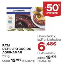 Oferta de Aguinamar - Pata De Pulpo Cocido por 12,95€ en Supercor