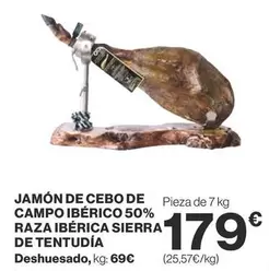 Oferta de Tentudia - Jamón De Cebo De Campo Ibérico 50% Raza Ibérica Sierra De Tentudía por 179€ en Supercor
