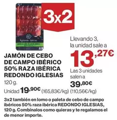 Oferta de Iglesias - Jamón De Cebo De Campo Ibérico 50% Raza Ibérica Redondo por 19,9€ en Supercor