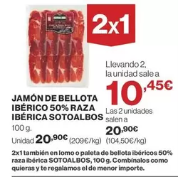 Oferta de Sotoalbos - Jamón De Bellota Ibérico 50% Raza Ibérica por 20,9€ en Supercor