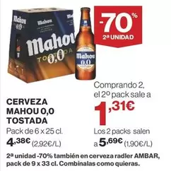 Oferta de Mahou - Cerveza 0,0 Tostada por 4,38€ en Supercor