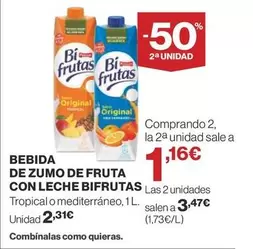 Oferta de Bifrutas - Bebida De Zumo De Fruta Con Leche por 2,31€ en Supercor