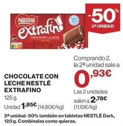Oferta de Nestlé - Chocolate Con Leche Extrafino por 1,85€ en Supercor
