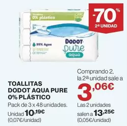 Oferta de Dodot - Toallitas Aqua Pure 0% Plastico por 10,19€ en Supercor