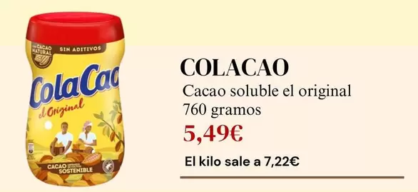 Oferta de Cola Cao - Cacao Soluble El Original por 5,49€ en Sangüi