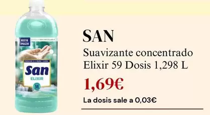 Oferta de San - Suavizante Concentrado Elixir 59 Dosis por 1,69€ en Sangüi
