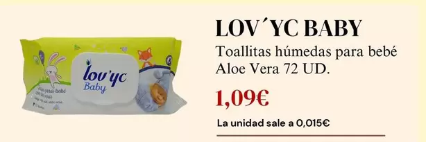 Oferta de Lov'yc - Baby Toallitas Humedas Para Bebe Aloe Vera por 1,09€ en Sangüi