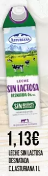 Oferta de Central Lechera Asturiana - Leche Sin Lactosa Desnatada por 1,13€ en Claudio