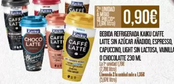 Oferta de Kaiku - Bebida Refrigerada Caffe Latte Sin Azucar Anadido, Espresso, Capuccino Light Sin Lactosa, Vanilli, O Chocolate por 0,9€ en Claudio