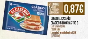 Oferta de El Caserío - Queso Clasico 8 Lonchas por 1,17€ en Claudio