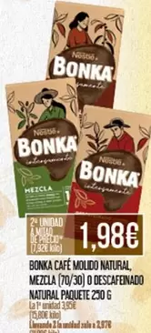 Oferta de Bonka -  Cafe Molido Natural, Mezcla D/ Descarenado Natural Paquete por 1,98€ en Claudio