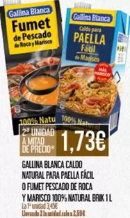 Oferta de Gallina Blanca -  Caldo Natural Para Paella Facil O Fumet Pescado De Roca Y Marisco 100% Natural Brik por 1,73€ en Claudio
