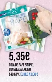 Oferta de Exkimo - Cola De Rape Sin Piel Congelada por 5,35€ en Claudio