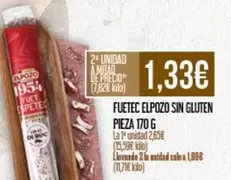 Oferta de Elpozo - Fuetec Sin Gluten Pieza por 1,33€ en Claudio