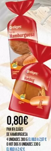 Oferta de Eliges - Pan Far Bigies De Hamburguesa por 0,8€ en Claudio