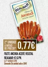 Oferta de Filete Anchoa Aceite Vegetal por 0,77€ en Claudio
