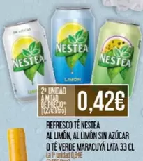 Oferta de Nestea - Refresco Te Al Limon, Al Limon Sin Azucar O Te Verde Maracuya por 0,42€ en Claudio