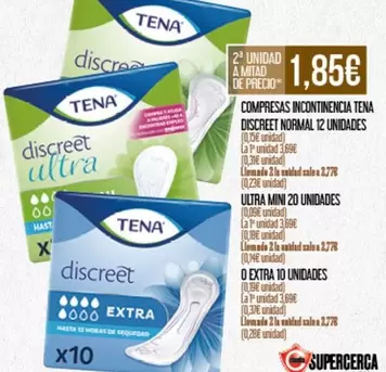 Oferta de Tena - Compresas Incontinencia Discreet Normal 12 Unidades por 1,85€ en Claudio