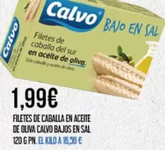 Oferta de Calvo - Filetes De Caballa En Aceite De Oliva Bajos En Sal por 1,99€ en Claudio