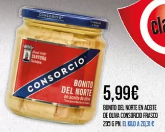 Oferta de Consorcio - Bonito Del Norte En Aceite De Oliva por 5,99€ en Claudio