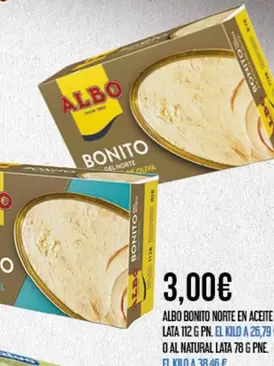Oferta de Albo -  Bonito Norte En Aceite Lata por 3€ en Claudio