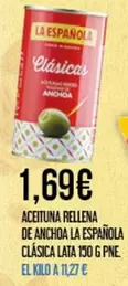 Oferta de Aceituna Rellena De Anchoa La Española Clasica por 1,69€ en Claudio