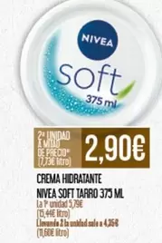 Oferta de Nivea - Crema Hidratante Soft Tarro 375 Ml por 2,9€ en Claudio
