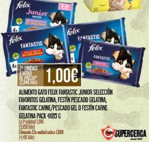 Oferta de Purina - Alimento Gato Felix Fantastic Junior Seleccion Favoritos Gelatina, Festin Pescado Gelatina, Fantastic Carne/pescado Gel O Festin Carne Gelatina Pack por 1€ en Claudio