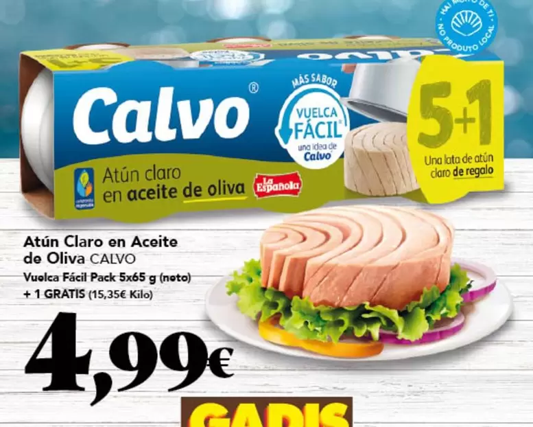 Oferta de Calvo - Atun Claro En Aceite De Oliva por 4,99€ en Gadis
