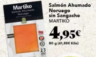 Oferta de Martiko - Salmon Ahumado Noruego Sin Sangacho por 4,95€ en Gadis