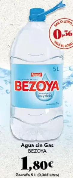 Oferta de Bezoya - Agua Sin Gas por 1,8€ en Gadis