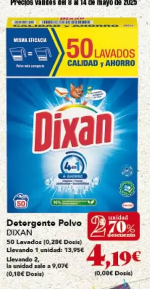 Oferta de Dixan - Detergente Polvo por 13,95€ en Gadis