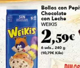 Oferta de Weikis - Bollos Con Pepi Chocolate Con Leche por 2,59€ en Gadis
