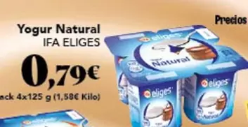 Oferta de Ifa Eliges - Yogur Natural por 0,79€ en Gadis