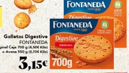 Oferta de Fontaneda - Galletas Digestive por 3,15€ en Gadis