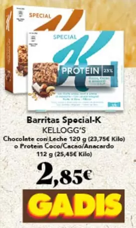 Oferta de Kellogg's - Barritas Special-K por 2,85€ en Gadis
