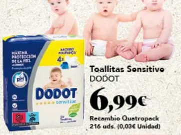 Oferta de Dodot - Toallitas Sensitive por 6,99€ en Gadis
