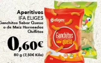 Oferta de Ifa Eliges - Aperitivos Ganchitos Sabor Queso O De Maiz Horneados por 0,6€ en Gadis