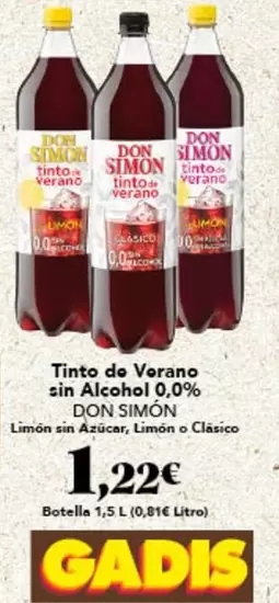 Oferta de Don Simón - Tinto De Verano Sin Alcohol 0,0% por 1,22€ en Gadis